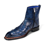 Emilio Franco Lucio Embossed Croco/ Tejus/ Snakeskin Boots Navy