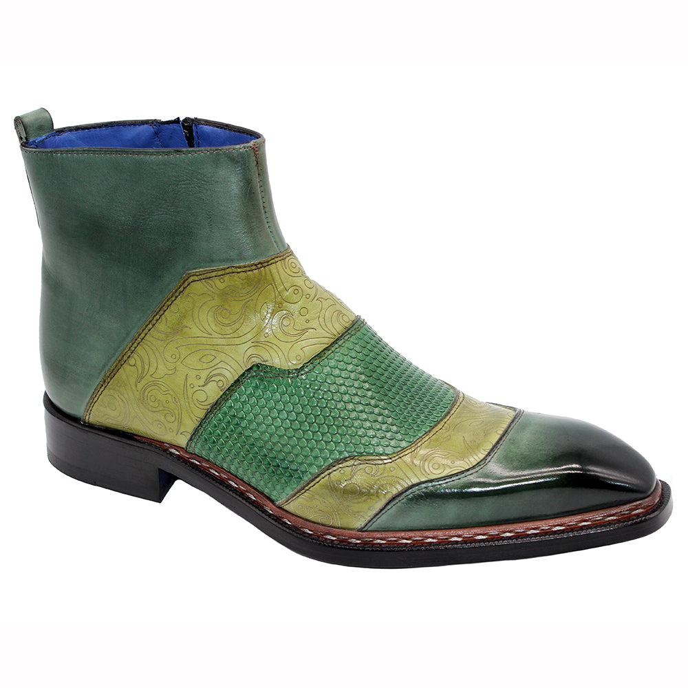 Emilio Franco Lucio Leather Boots Green Combo