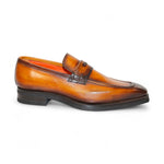 Emilio Franco Mario Leather/Embossed Croc Print Shoes Cognac/Brown