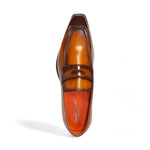Emilio Franco Mario Leather/Embossed Croc Print Shoes Cognac/Brown