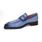 Emilio Franco Mario Leather/Embossed Croc Print Shoes Light Blue/Navy