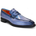 Emilio Franco Mario Leather/Embossed Croc Print Shoes Light Blue/Navy