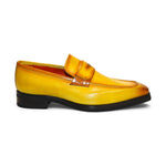 Emilio Franco Mario Leather/Embossed Croc Print Shoes Yellow/Mustard