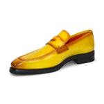 Emilio Franco Mario Leather/Embossed Croc Print Shoes Yellow/Mustard