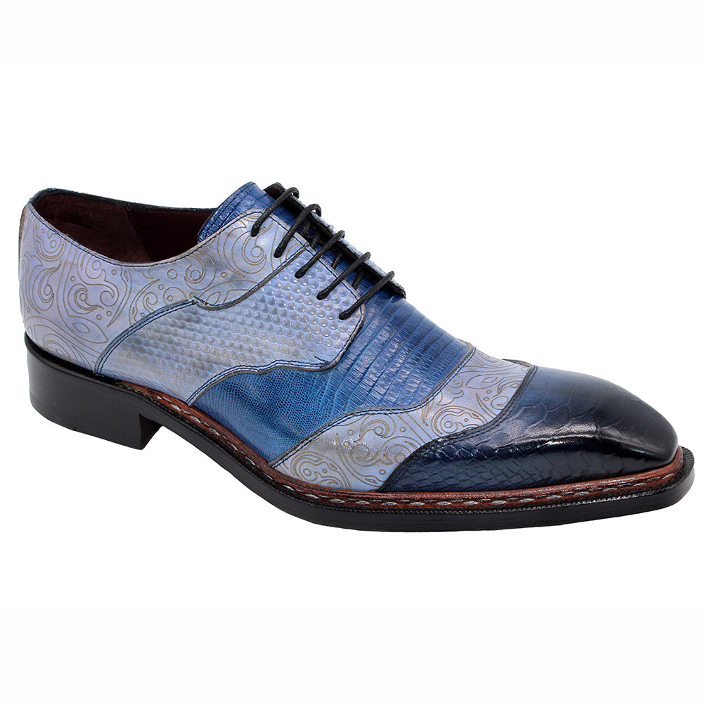 Emilio Franco Martino Leather Shoes Blue Combo