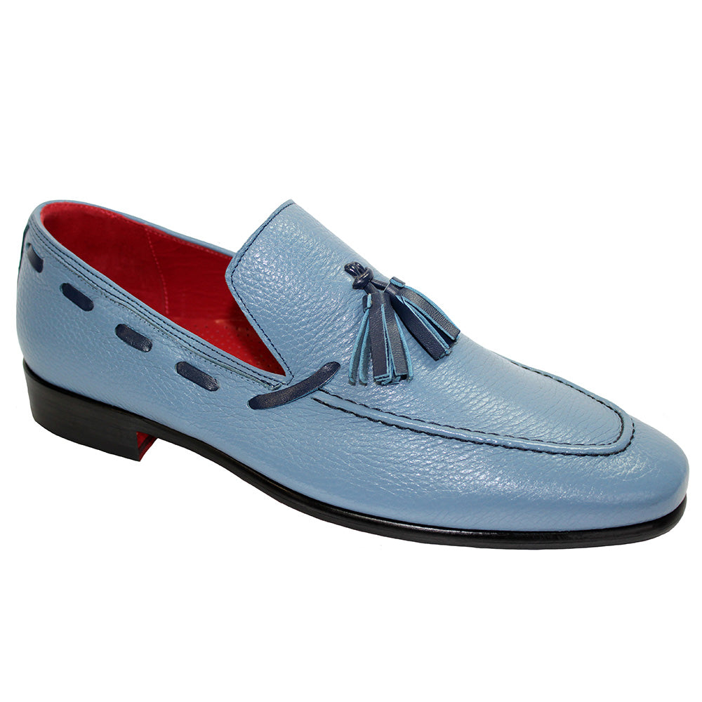 Emilio Franco Mattia Deerskin and Calfskin Loafers Carolina / Navy