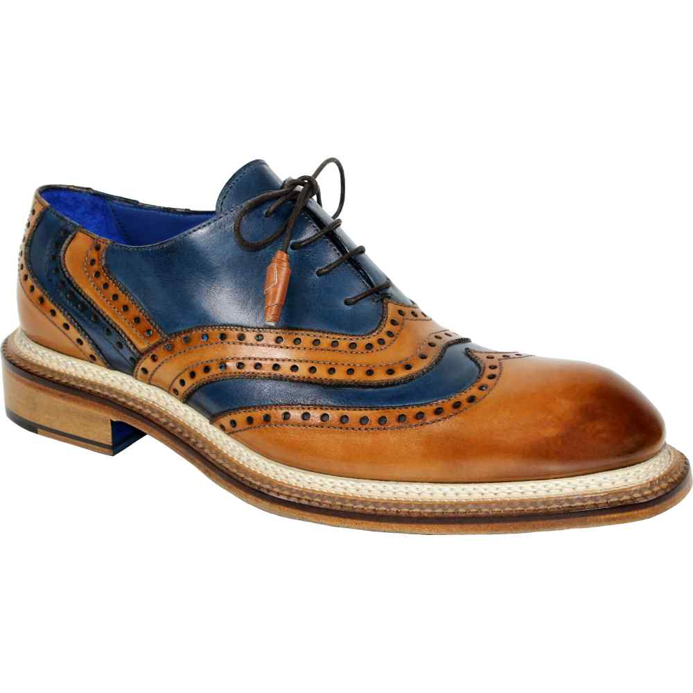 Emilio Franco Mattia Genuine Leather Shoes Cognac/ Navy