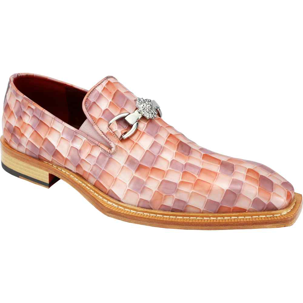 Emilio Franco Narciso Patent Croco Print Loafers Rose Combo