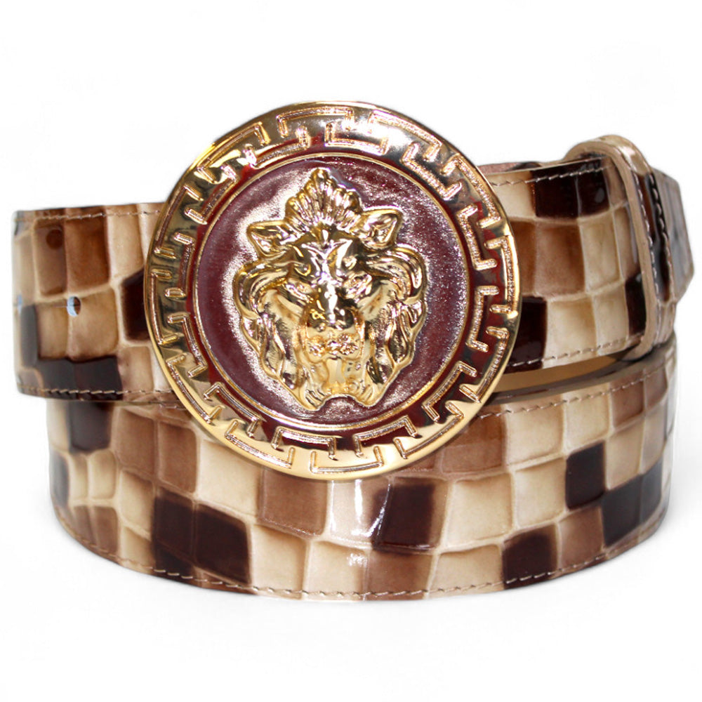 Emilio Franco NS1 Patent Croco Print Belt Brown Combo