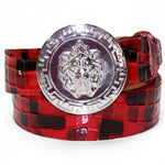 Emilio Franco NS1 Patent Croco Print Belt Red/ Black Combo