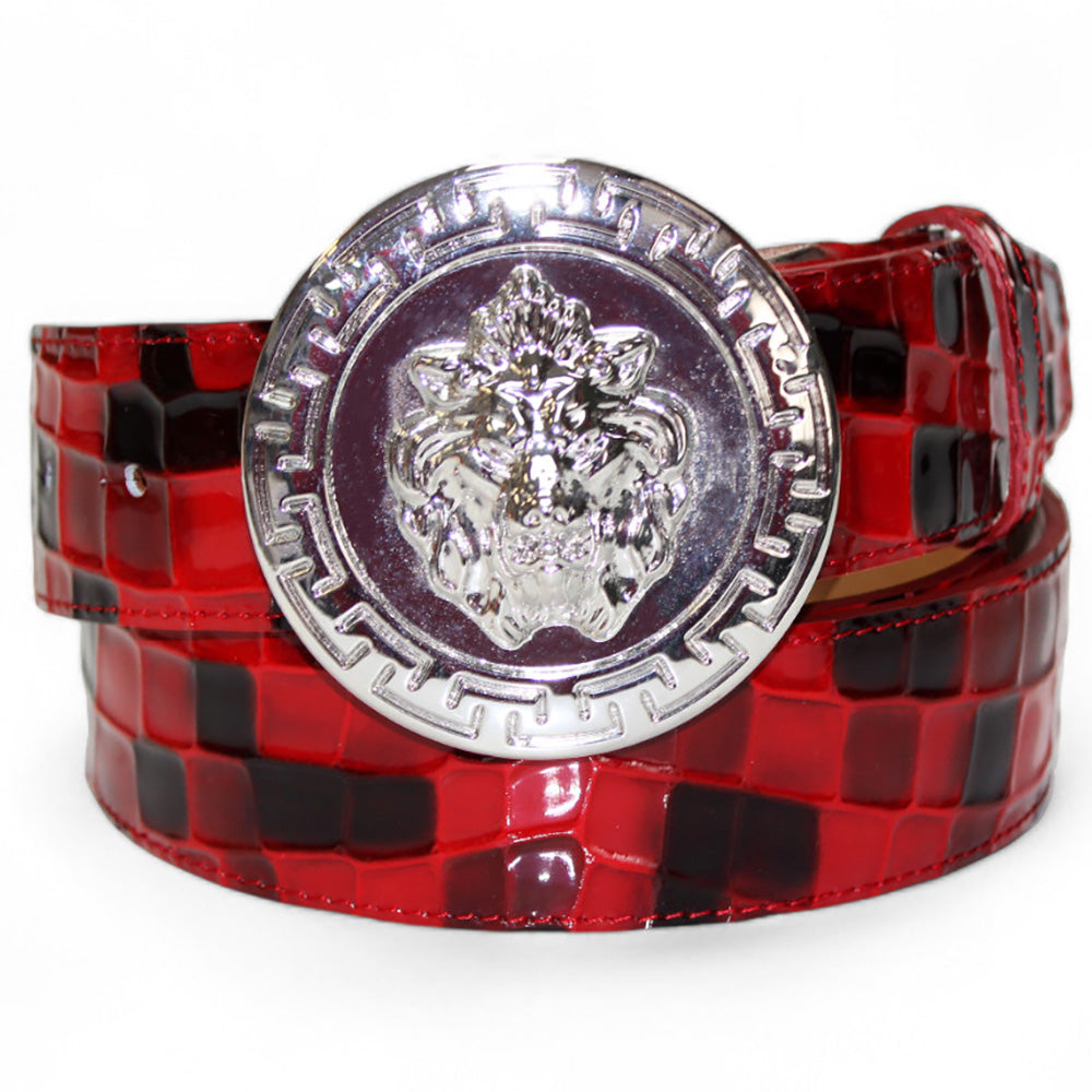 Emilio Franco NS1 Patent Croco Print Belt Red/ Black Combo