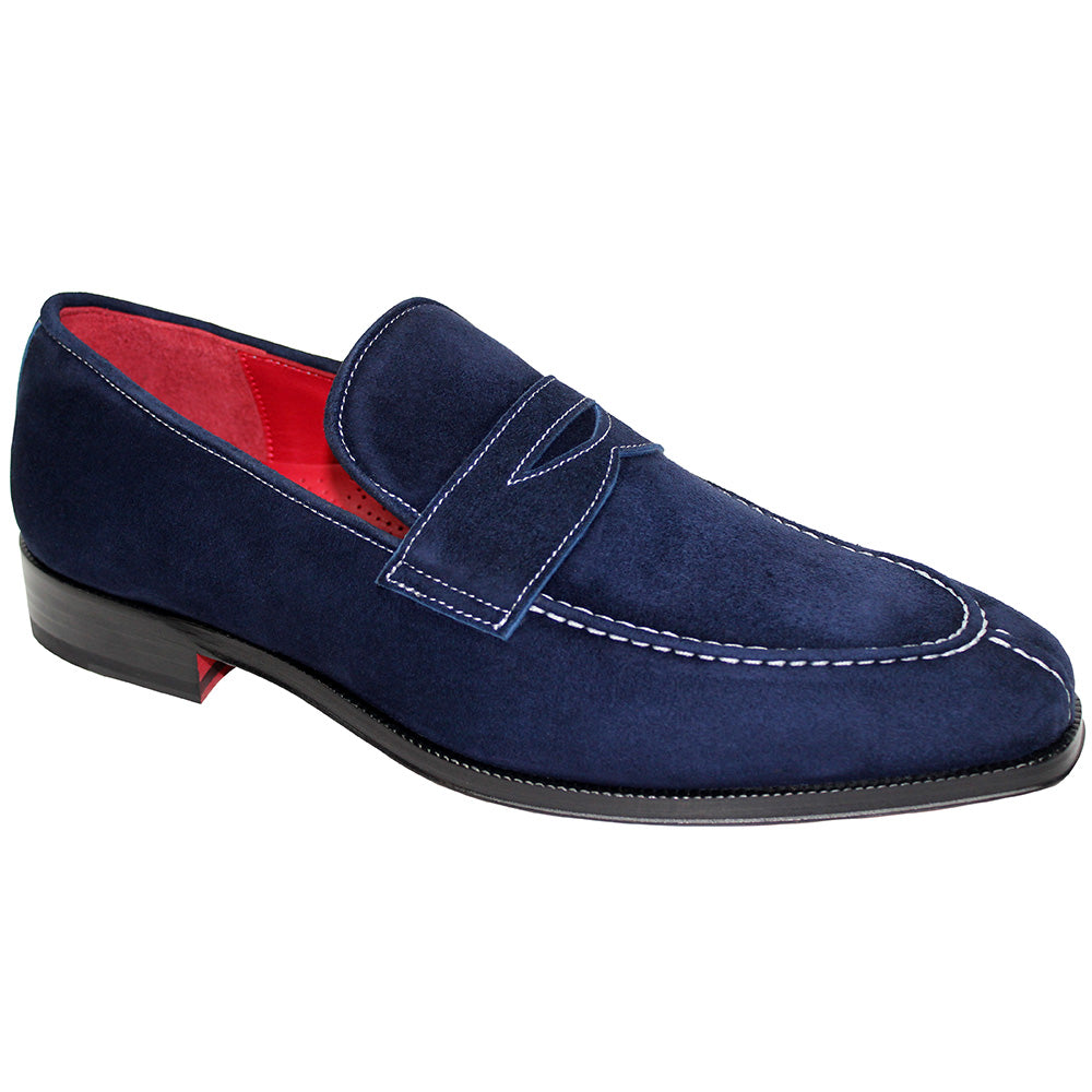 Emilio Franco Oliviero Suede Loafers Navy / White