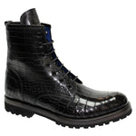 Emilio Franco Rico Calfskin Croco Print Boots Black