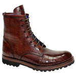 Emilio Franco Rico Calfskin Croco Print Boots Brown