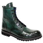 Emilio Franco Rico Calfskin Croco Print Boots Green