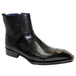 Emilio Franco Ronaldo Calfskin and Calfskin Print Boots Black