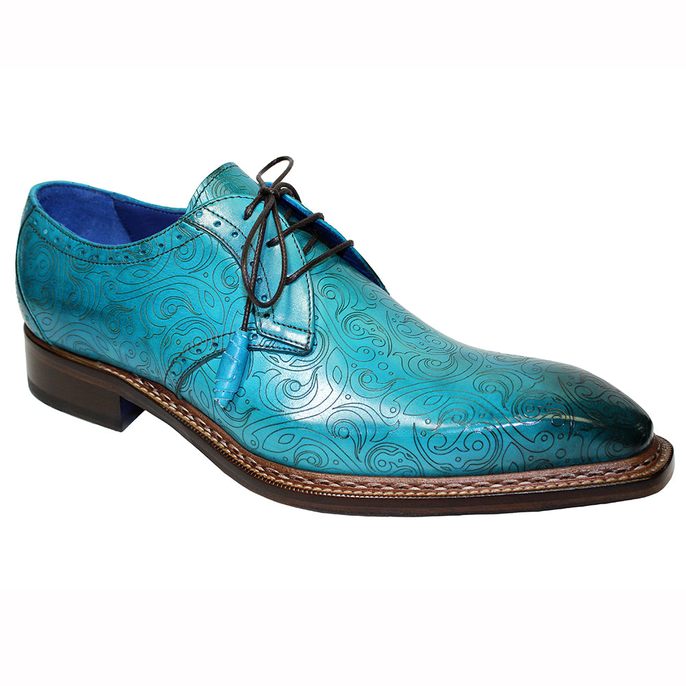 Emilio Franco Salvatore Leather & Laser Print Shoes Turquoise