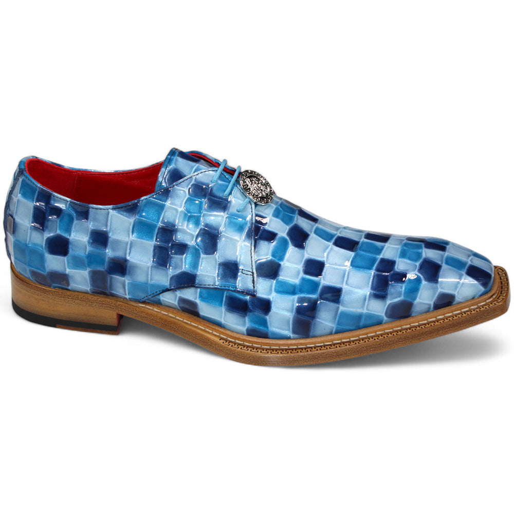 Emilio Franco Santo Patent Croco Print Shoes Blue Combo