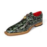 Emilio Franco Santo Patent Croco Print Shoes Green Combo