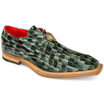 Emilio Franco Santo Patent Croco Print Shoes Green Combo