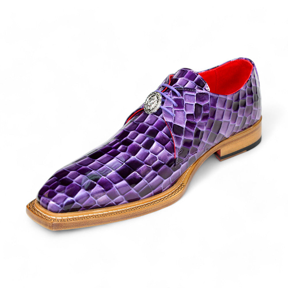 Emilio Franco Santo Patent Croco Print Shoes Purple Combo