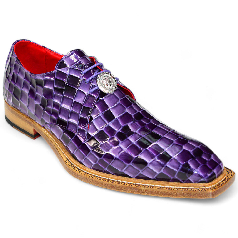 Emilio Franco Santo Patent Croco Print Shoes Purple Combo