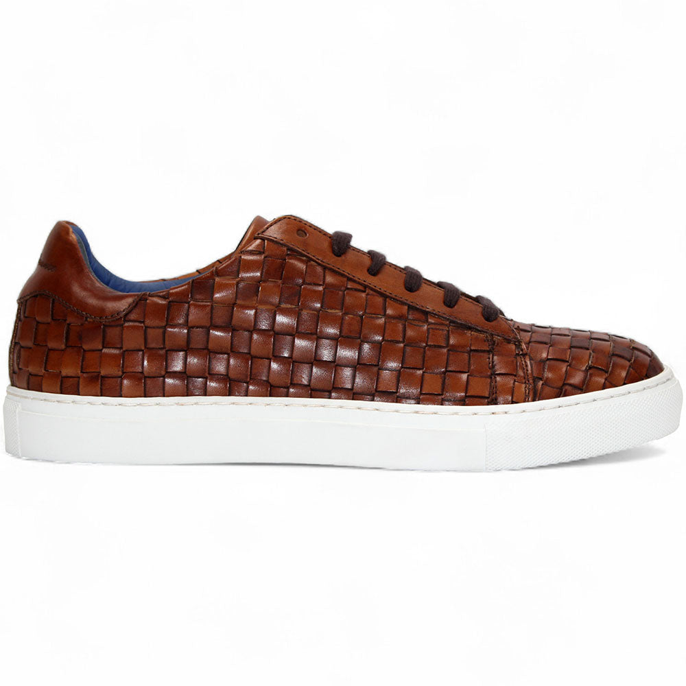 Emilio Franco Tropea Genuine Leather Weave Sneakers Cognac