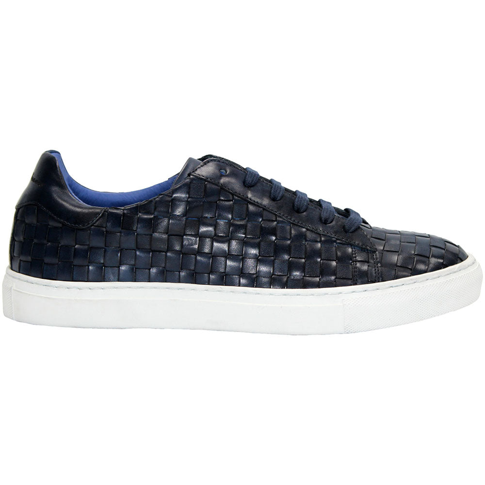 Emilio Franco Tropea Genuine Leather Weave Sneakers Navy