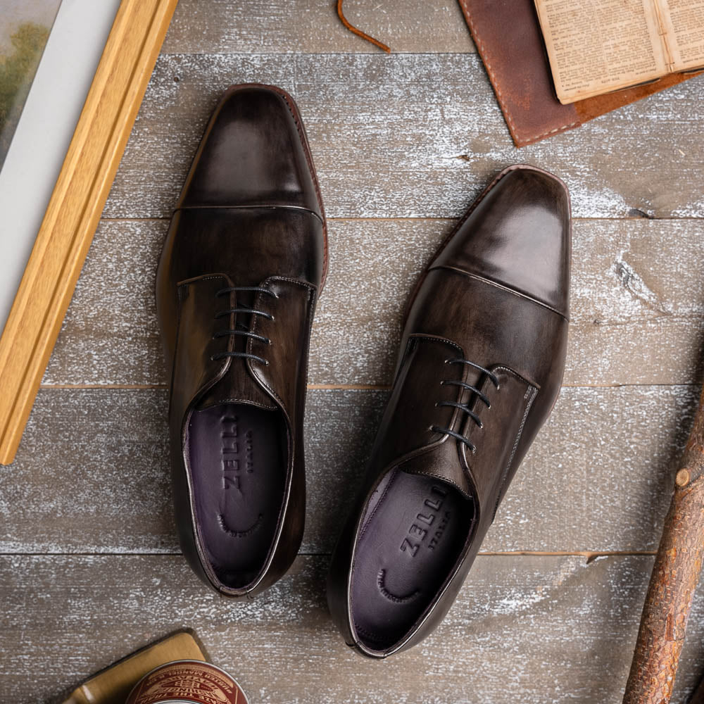 Zelli Enzo Cap Toe Shoes Grey (25-550-GRY)