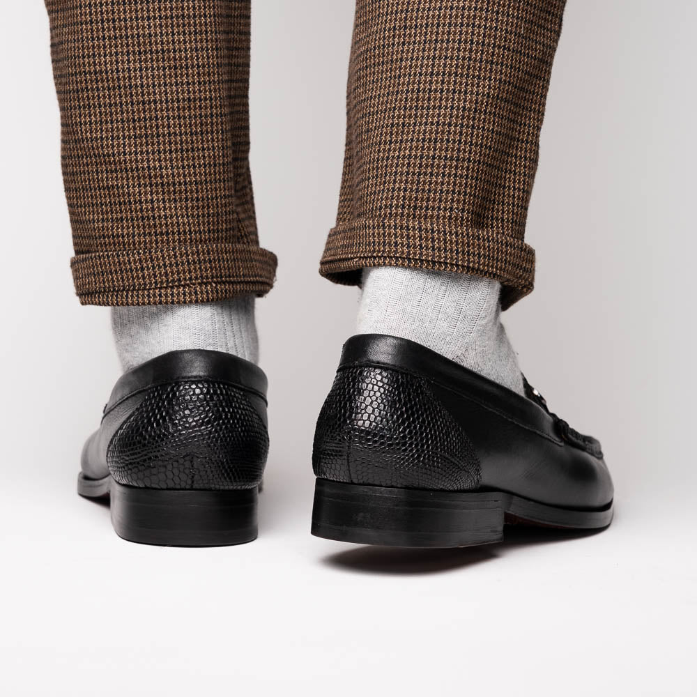 Marco Di Milano Enzo Lizard Bit Loafers Black | MensDesignerShoe.com