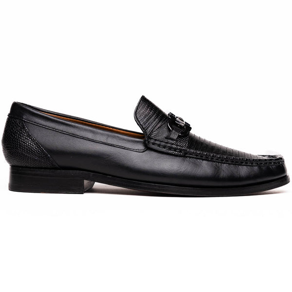 Marco Di Milano Enzo Lizard Bit Loafers Black | MensDesignerShoe.com
