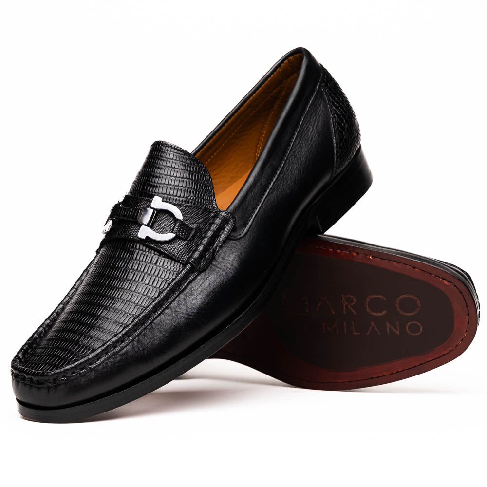 Marco Di Milano Enzo Lizard Bit Loafers Black | MensDesignerShoe.com