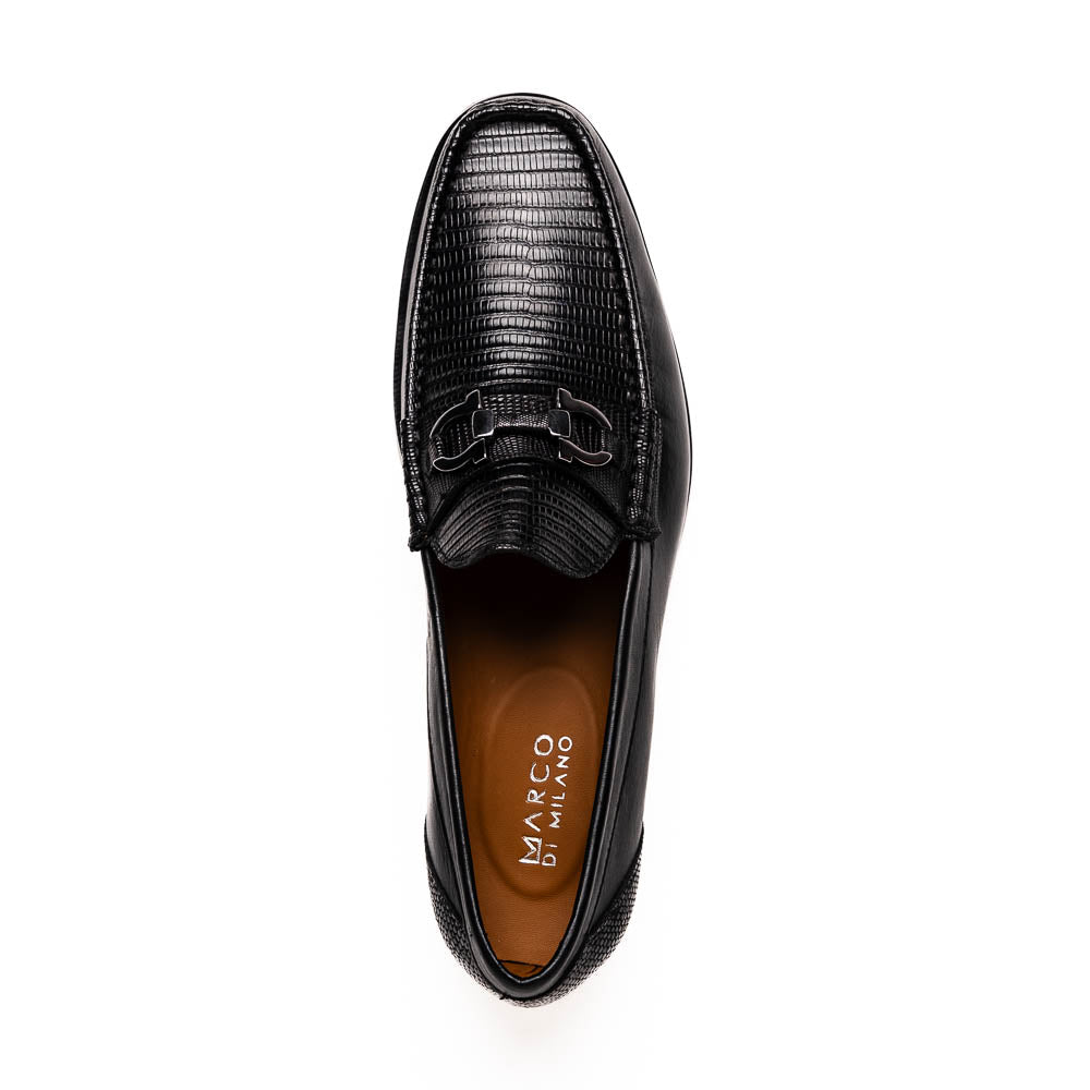 Marco Di Milano Enzo Lizard Bit Loafers Black | MensDesignerShoe.com