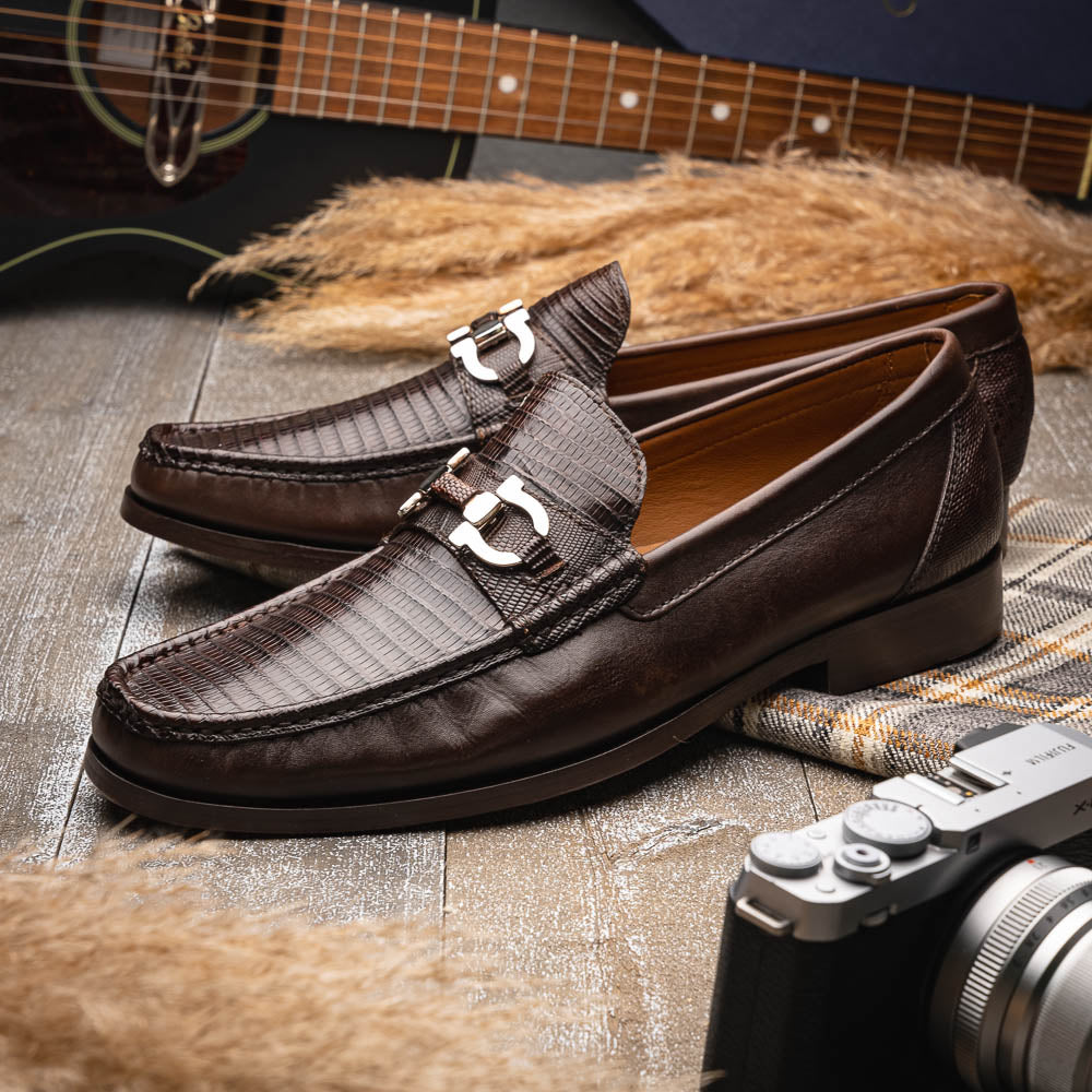 Marco Di Milano Enzo Lizard Bit Loafers Brown