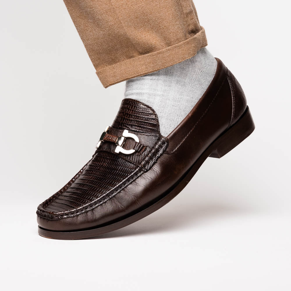Marco Di Milano Enzo Lizard Bit Loafers Brown
