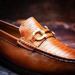 Marco Di Milano Enzo Lizard Bit Loafers Cognac
