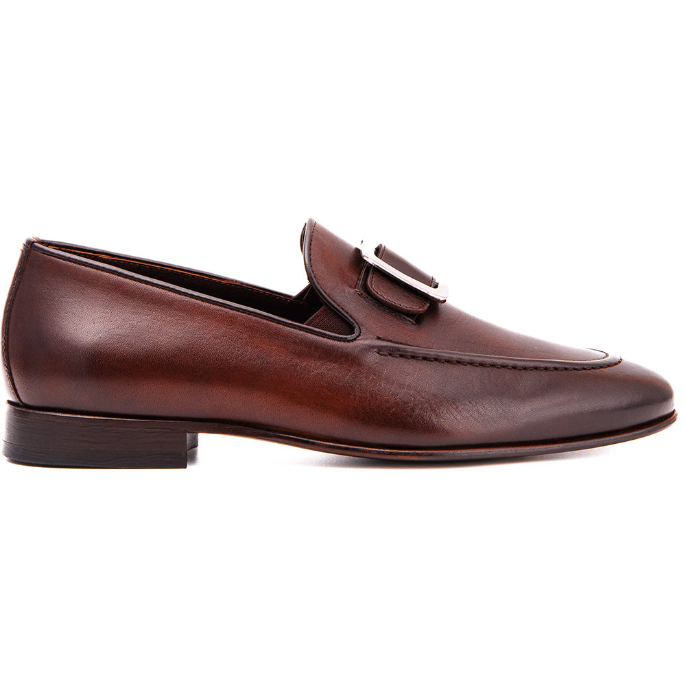 Vinci Leather The Astoria Buffalo Buckle Loafer Brown