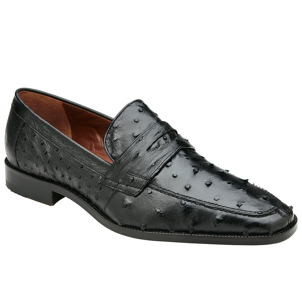 Belvedere Ostrich Penny Loafers Black Size 13
