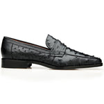 Belvedere Espada Ostrich Penny Loafers Black