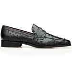 Belvedere Ostrich Penny Loafers Black Size 13