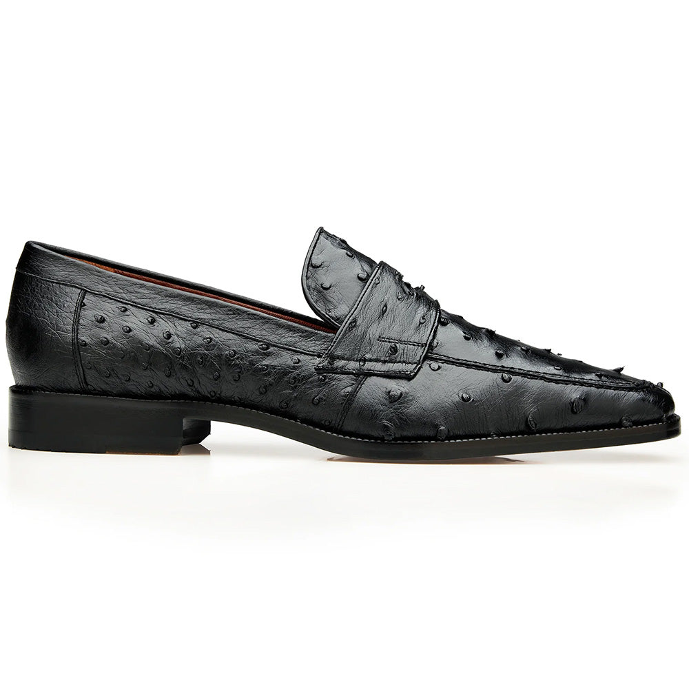Belvedere Ostrich Penny Loafers Black Size 13