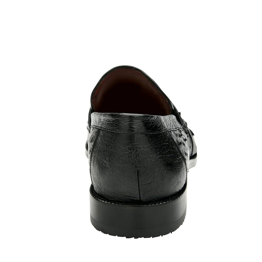 Belvedere Ostrich Penny Loafers Black Size 13