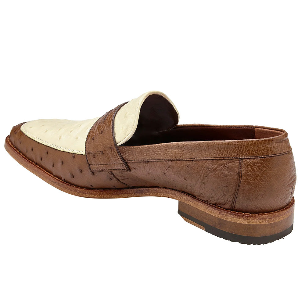 Belvedere Espada Ostrich Penny Loafers Tabac / Bone (2440)