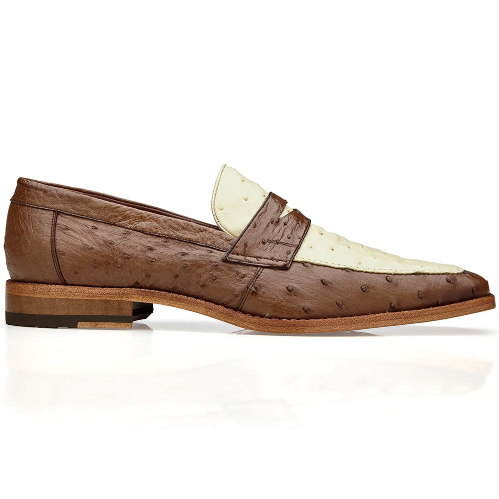 Belvedere Espada Ostrich Penny Loafers Tabac / Bone
