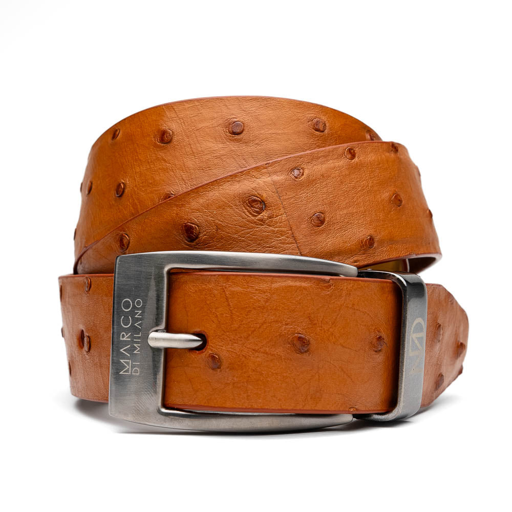 Marco Di Milano Ostrich Quill Belt Brandy