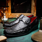 Marco Di Milano Fabro Caiman Crocodile Bit Loafers Black