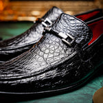 Marco Di Milano Fabro Caiman Crocodile Bit Loafers Black