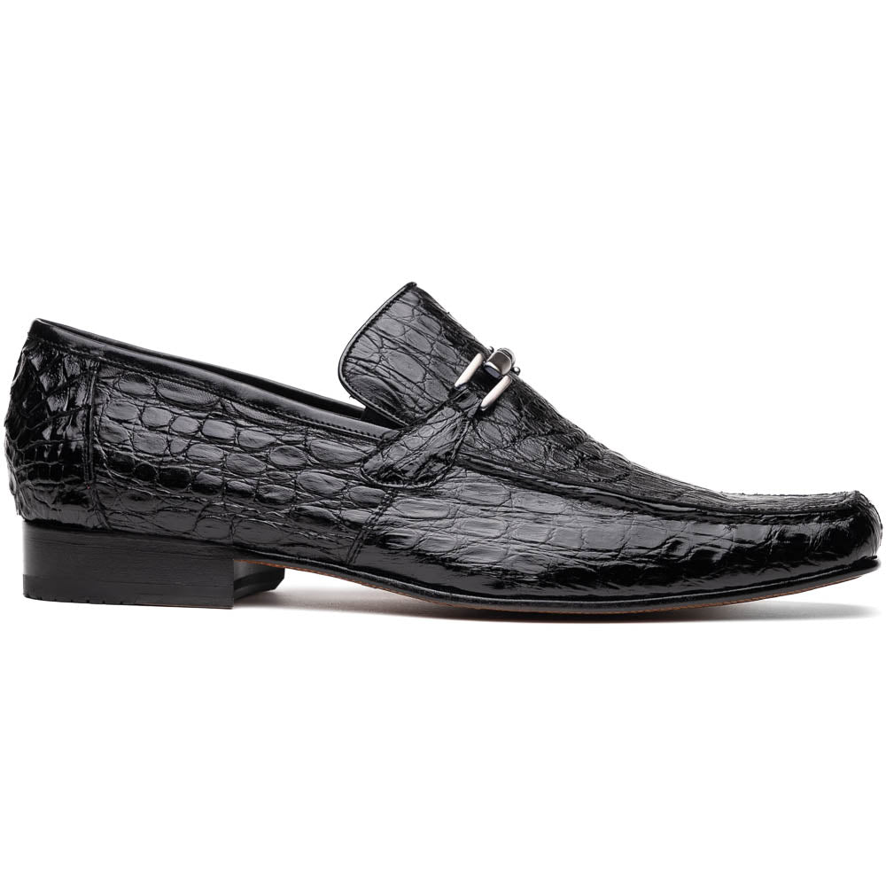 Marco Di Milano Fabro Caiman Crocodile Bit Loafers Black