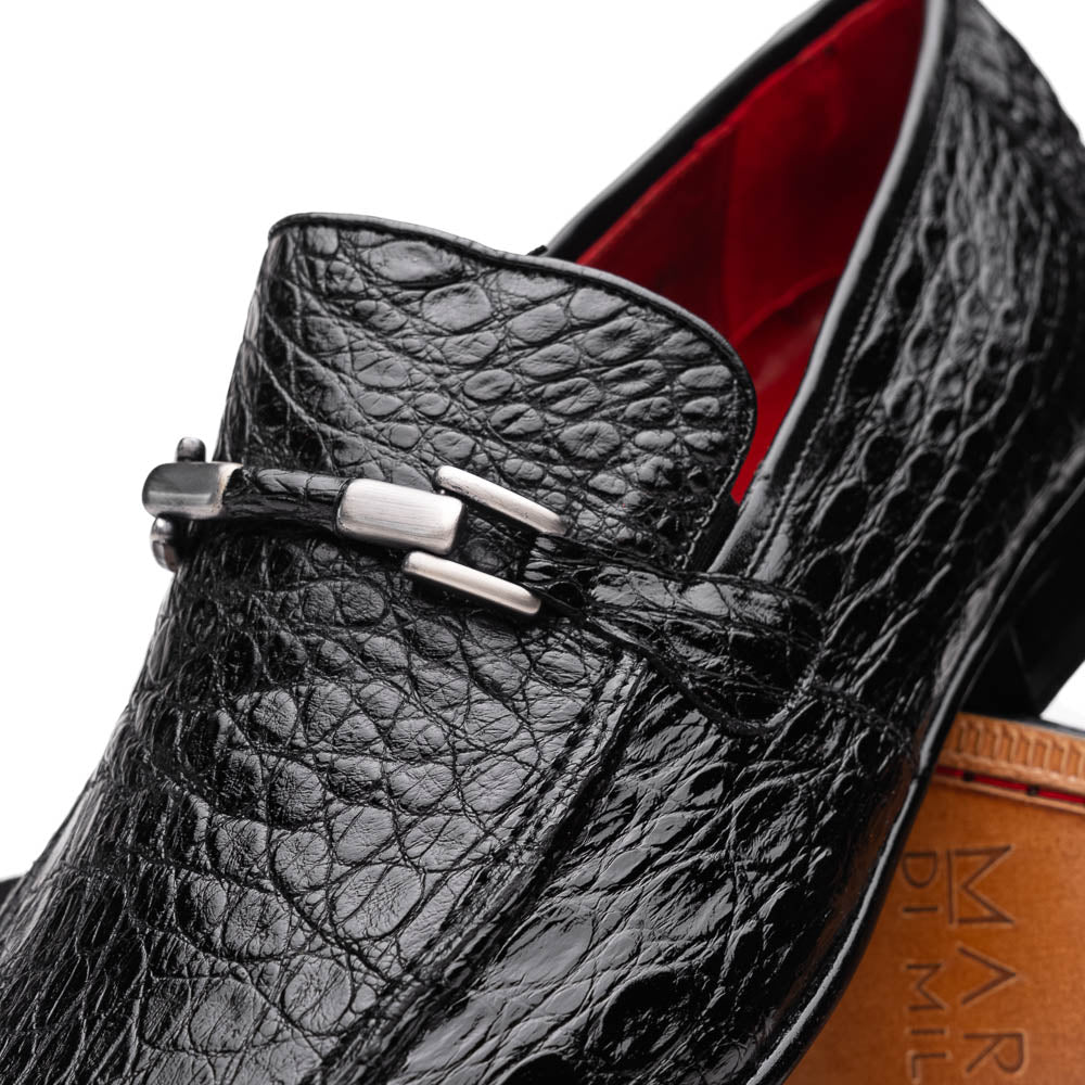 Marco Di Milano Fabro Caiman Crocodile Bit Loafers Black