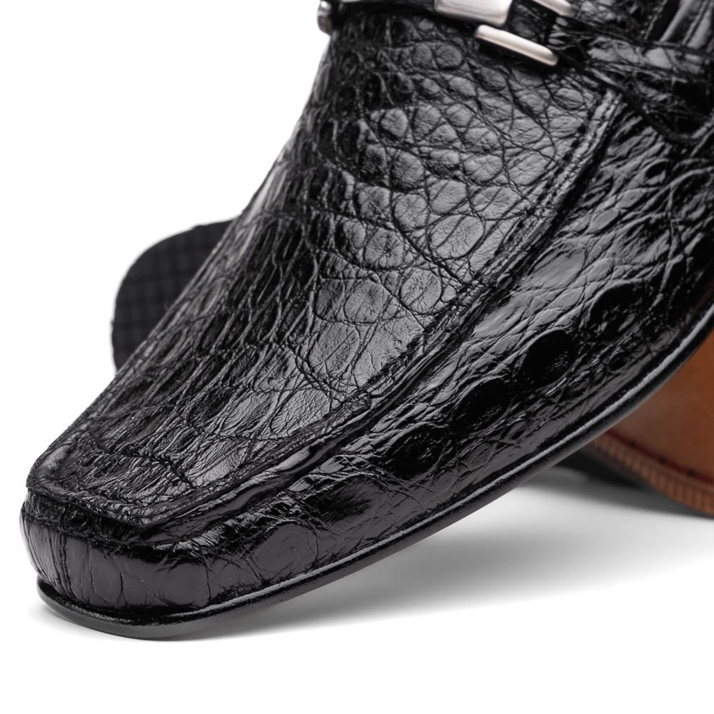 Marco Di Milano Fabro Caiman Crocodile Bit Loafers Black
